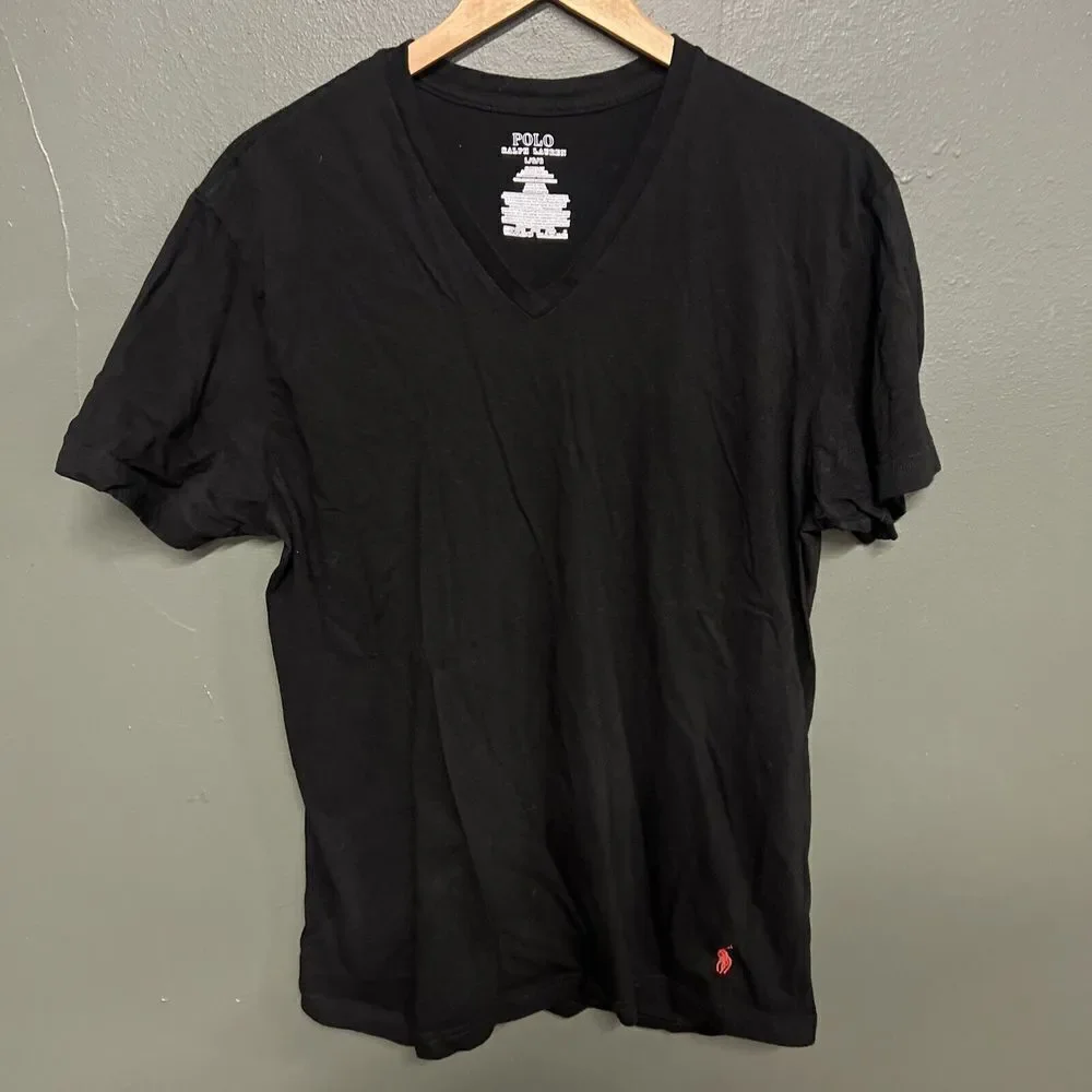 Mens Polo Ralph Lauren Short Sleeve T-Shirt V-Neck Size Large